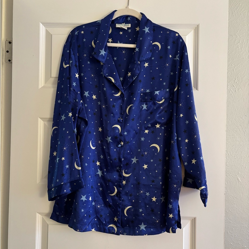 Vintage Blue Star and Moon Pajama Top
